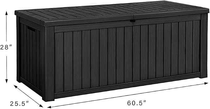 Devoko 150 Gallon Deck Box Resin Outdoor Storage Box Waterproof Storage