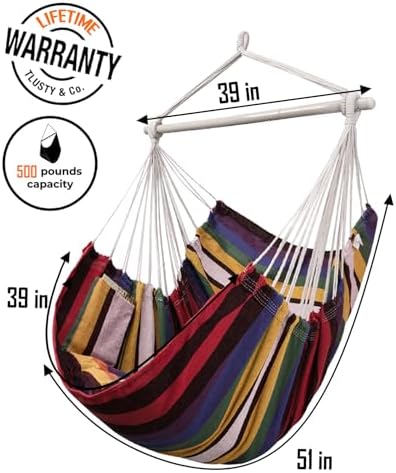 Lulladle Hammock Chair Hanging Rope Swing for Bedrooms - Indoor and