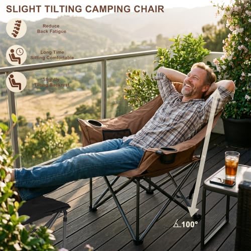 Oversized Camping Chairs for Adults Heavy Duty Folding Lawn Chair