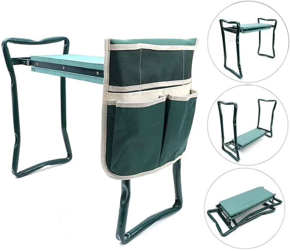 Garden Kneeler Seat Garden Stools Foldable Stool with Tool Bag Pouch EVA Foam Pad Capacity-Protects Your Knees for Gardening Tool kit