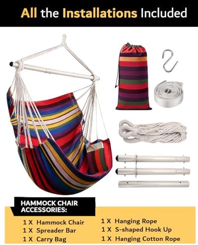 Lulladle Hammock Chair Hanging Rope Swing for Bedrooms - Indoor and