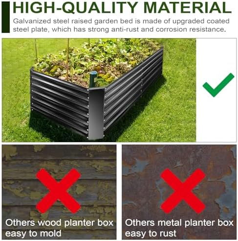 5 x 5 x 1 Ft Galvanized Metal Raised Garden Bed Large Planter Tall