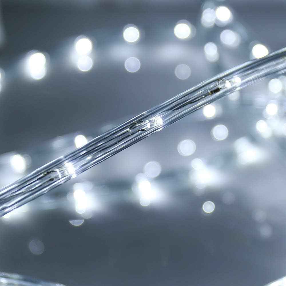 100ft LED Rope Lights, 720Led White Rope Lights for Outside, Connectable Rope Light, Indoor Outdoor Rope Lights Waterproof for Party, Wedding, Background, Trees, Pool, Eaves Decorations