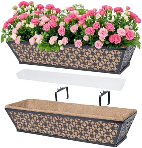 hehimhis 24 Inch 2 Pack Railing Planter Box with Adjustable