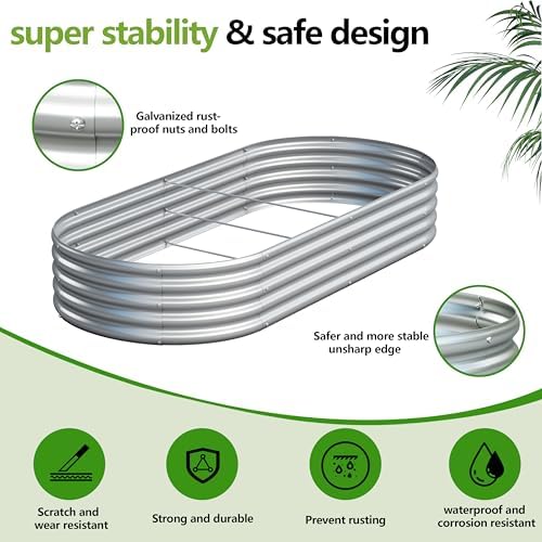 2PCS 8x2x1ft Galvanized Metal Raised Garden Bed Kit,Outdoor Planter Box Vegetables,Flowers,Herbs Durable Rust-Resistant Patio Gardening Beds