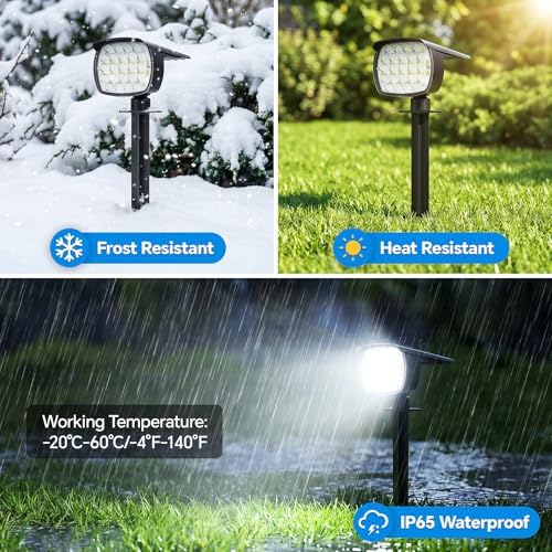 Solar Spot Lights Outdoor, 3 Modes 2-in-1 IP65 Waterproof 4 Pack Spotlights