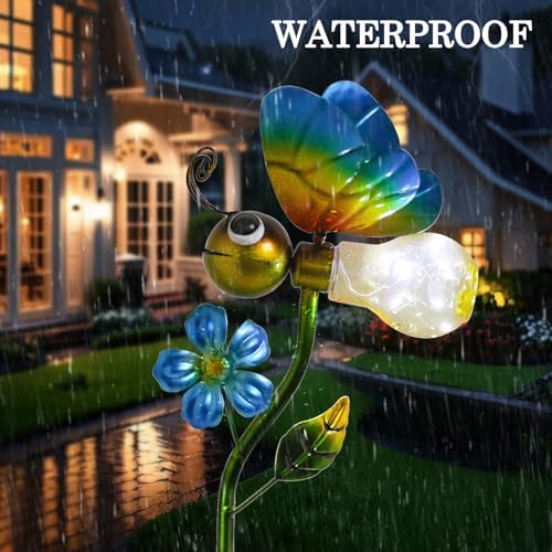 Decorative Solar Outdoor Lights, Metal Bee Garden Stake For Yard Lawn