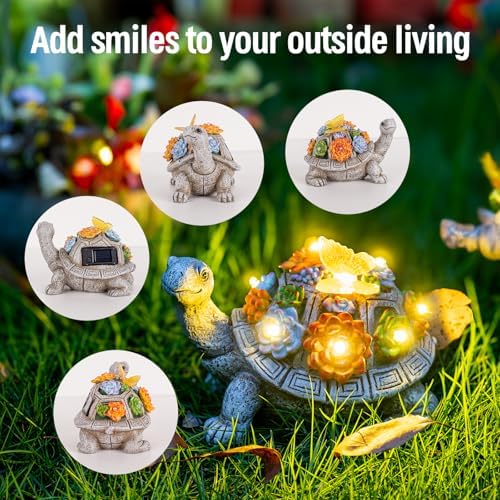 YDKOJGW Solar Garden Outdoor Statues with Succulent and 7 LED Lights