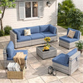 6-Seat Modular Patio Furniture Set – Outdoor Wicker Sectional Sofa