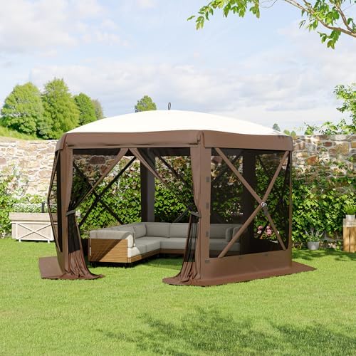 13FT Pop-Up Gazebo Tent with Mesh Netting & Removable Wind Cloths