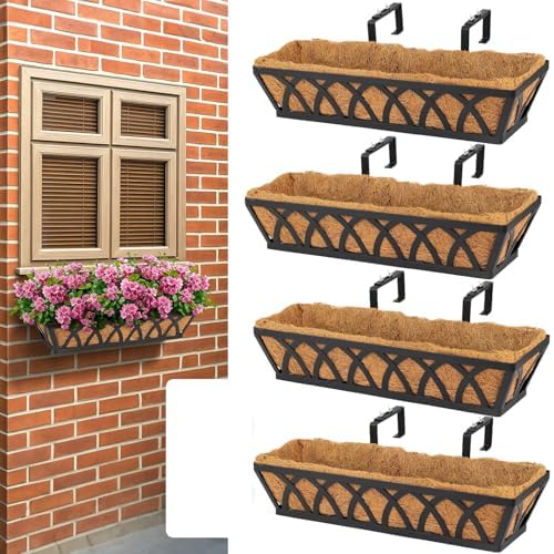 4 Pack 32IN Window Box Planter Basket w/Adjustable Brackets (S1)