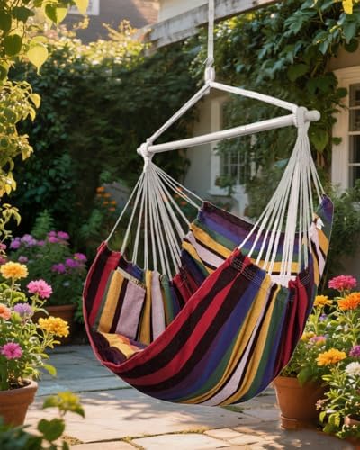 Lulladle Hammock Chair Hanging Rope Swing for Bedrooms - Indoor and