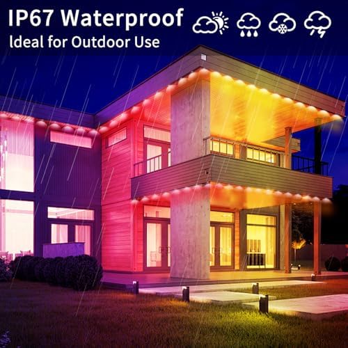 150FT Permanent Outdoor Lights,Waterproof Smart LED Christmas Lights with App/Remote Control,Music synchronisation，Permanent Outdoor Light for House,Roof,Christmas Party Holiday Decor
