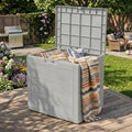 35 Gallon Outdoor Deck Box with Lid, Waterproof Lockable Resin Storage Container for Patio Cushions, Pool Toys, Garden Tools, and Porch Packages Delivery, Grey