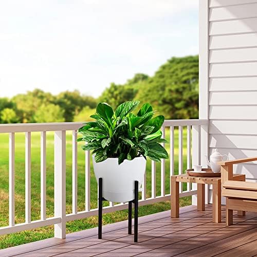 UOUZ 12inch Self Watering Pots, Plastic Planters with Mesh Drainage Holes and Deep Reservoir for Indoor Outdoor Garden Plants and Flowers, White