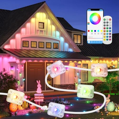100FT Permanent Outdoor RGB Lights, LED Christmas Lights,IP67 Waterproof Light for House,Smart LED with App/Remote Control for Outdoor Decor,Garden Decor,Party,Holiday