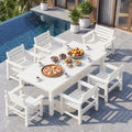 HDPE 7-Piece Outdoor Dining Set with Armchairs, White