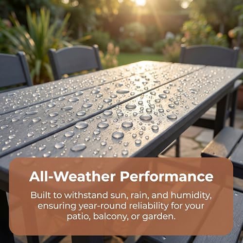 Outdoor Bar Table, HDPE Patio Pub Table, Weather-Resistant Tall Console Table for Backyard, Balcony & Garden, Durable All-Weather High Top Table, Easy Maintenance,Grey