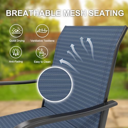 Outdoor Swivel Bar Stools Set of 2, Bar Height Patio Chairs with High Back & Armrest, All-Weather Textilene Fabric 360° Swivel Tall Barstools for Patio, Deck, Backyard, Garden
