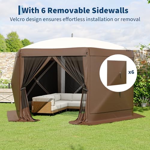 13FT Pop-Up Gazebo Tent with Mesh Netting & Removable Wind Cloths