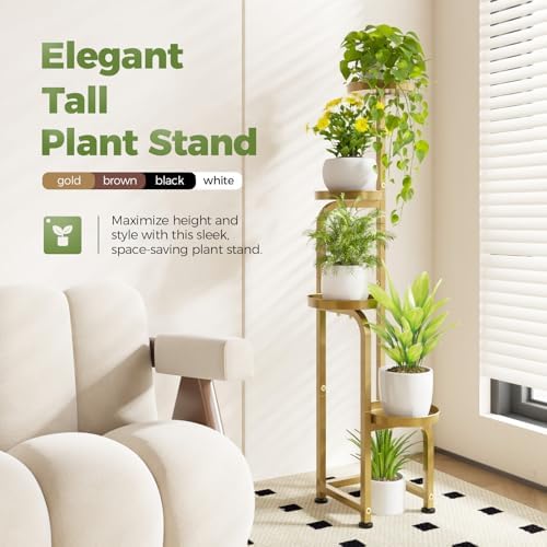 Bamworld Corner Plant Stand Indoor Outdoor Tall Metal Flower Pot Stands
