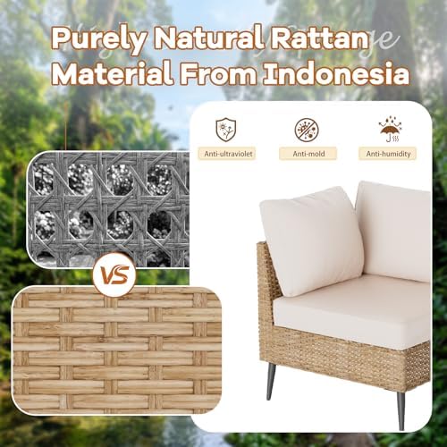 7-Piece Patio Furniture Set,Outdoor Wicker Patio Conversation Set