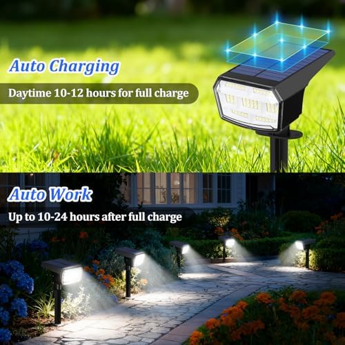 6-Pack Solar Spot Lights Outdoor Waterproof, Landscape Spotlight Cool White