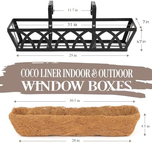 4 Pack 32IN Window Box Planter Basket w/Adjustable Brackets (S1)