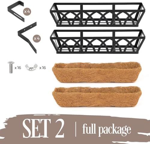 2 Pack 36IN Window Box Planter Basket w/Adjustable Brackets (S1)