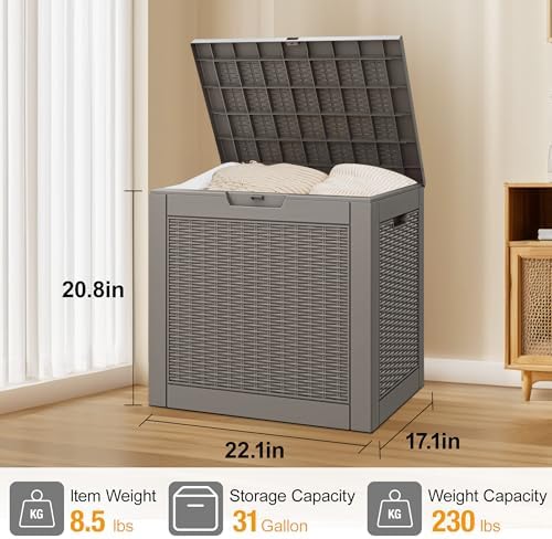 KAMABOKO 31 Gallon Outdoor Storage Box Waterproof Deck Box for Patio