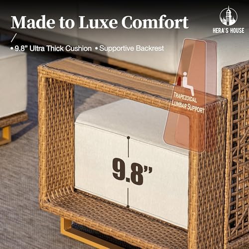 HERA'S HOUSE 9-Piece Patio Sectional Furniture Set with 10" Thick Cushions