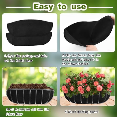 2PCS 24Inch Upgraded Planter Basket Liners Fabric Window Box Liners
