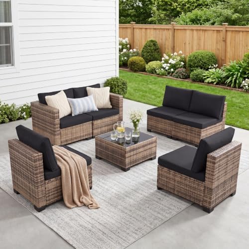 7-Piece Modular Outdoor Sectional Wicker Patio Furniture Set