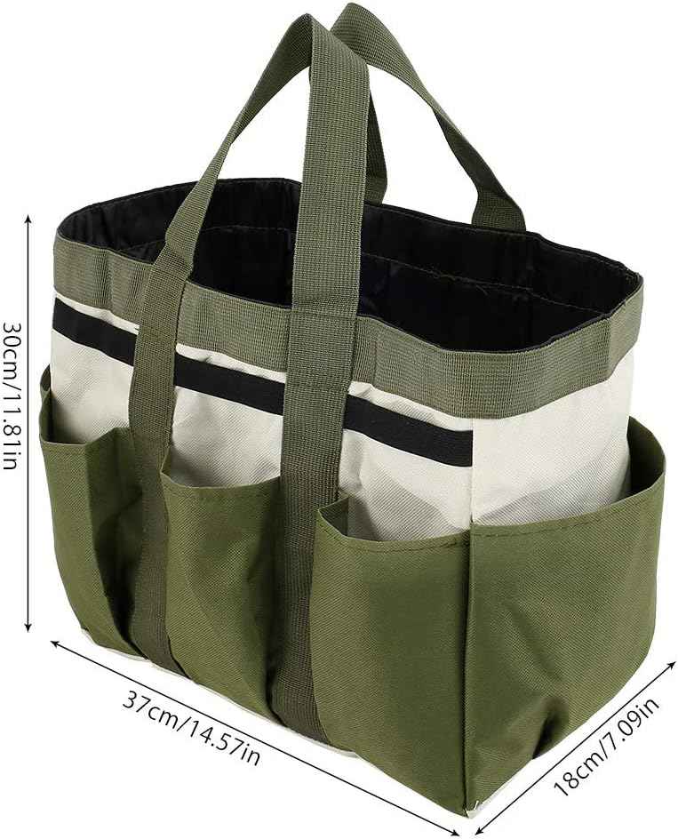 Garden Tool Bag Organizer, Tote Storage Bag with 8 Pocket, Heavy Duty Oxford Garden Tote Caddy, Gardening Tool Kit Holder for Indoor and Outdoor, Gifts for Men Women