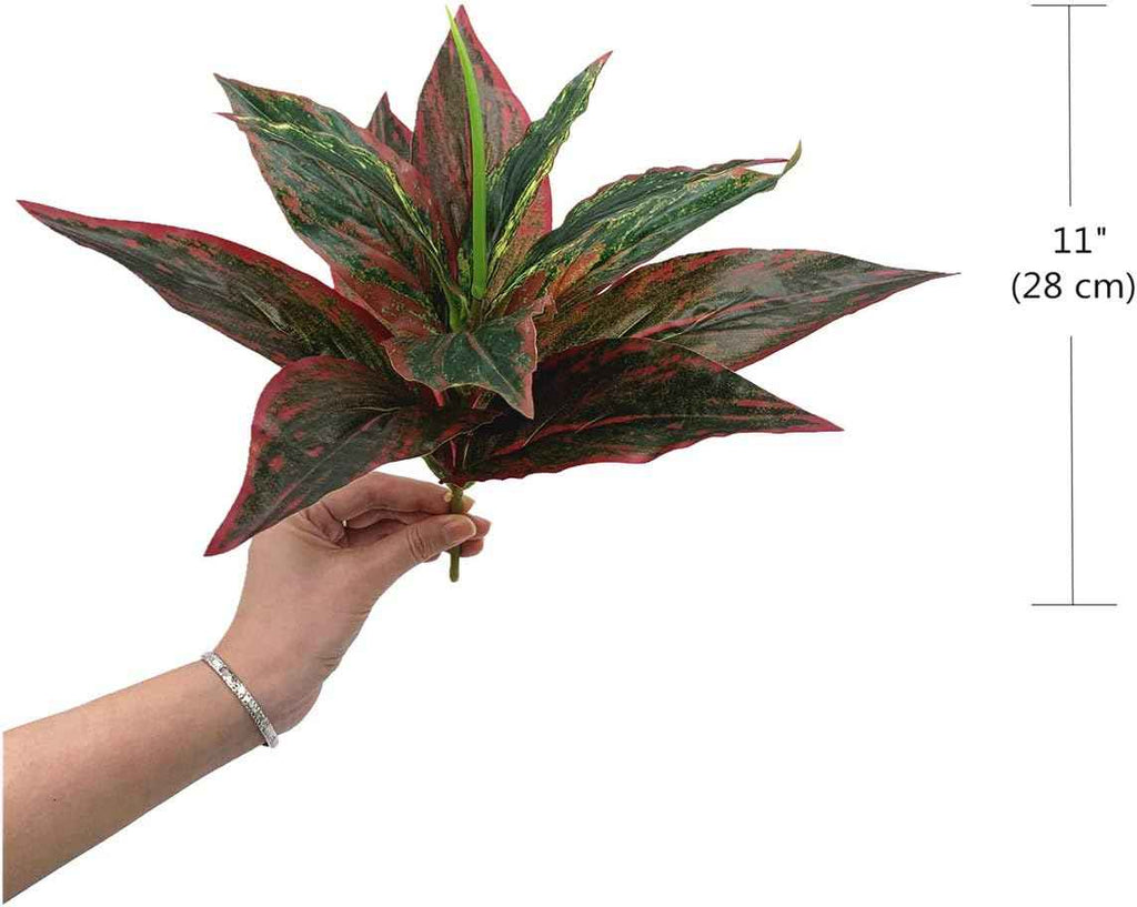 CATTREE Fake Plants Artificial Plant Outdoor Shrubs Faux Grass Plastic Leaves Greenery Bushes Home Garden Wedding Party Decorations Indoor Office Yard UV Resistant Planter Filler Red 2 Pack