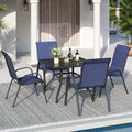 Patio Dining Chairs Set of 4, Outdoor Stackable Dining Chairs High Back for All Weather, for Backyard, Porch, Garden, Pool Deck, Navy Blue