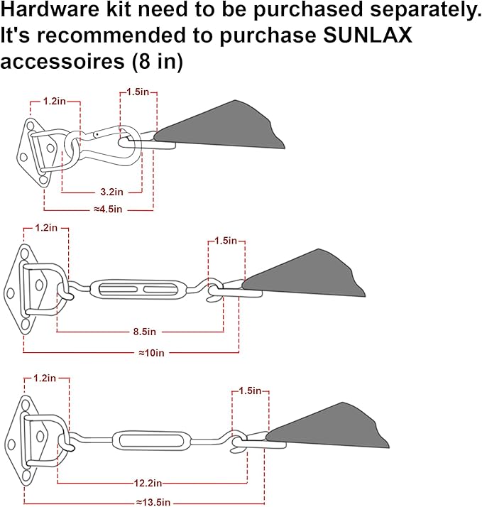 SUNLAX Large Sun Shade Sail 16' x 20' Dark Grey Rectangle Canopy Sail Shade - Image 3