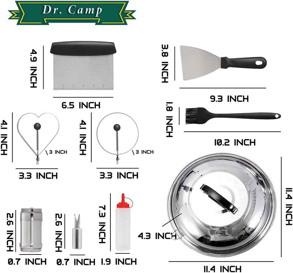 Dr. Camp Grill Accessories Set BBQ Grill Tools Set Heavy Duty Stainless Steel Grilling Tools Kit Complete Barbecue Tool Set for Outdoor Grill