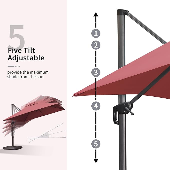 PURPLE LEAF 10' X 13' Square Cantilever Umbrella Patio Umbrella - Image 4