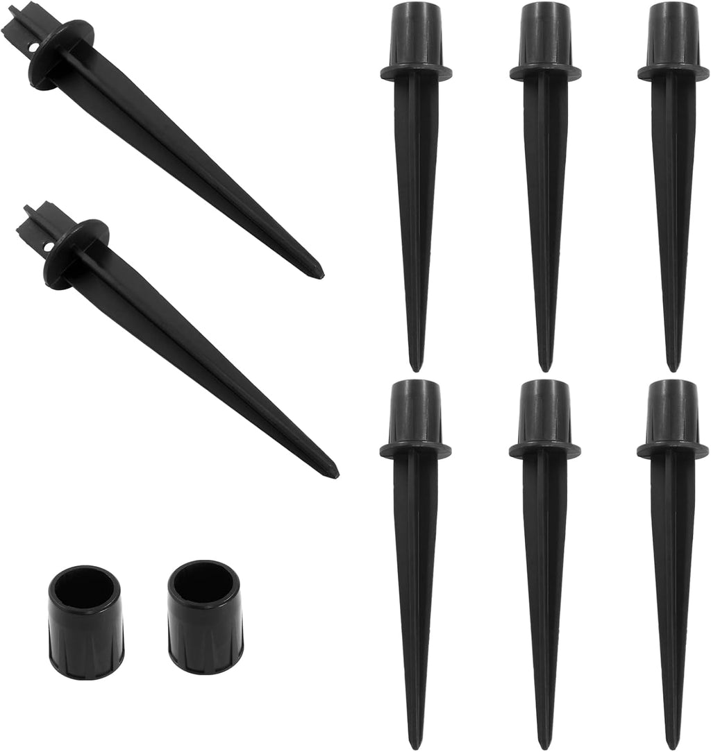 Biaungdo Metal Solar Light Replacement Stakes, 5.3 Inch, Black, 8 Pack | Metal Stakes, Outdoor Ground Stake, For Yard Landscape Garden Pathway Patio, Lamps Pole