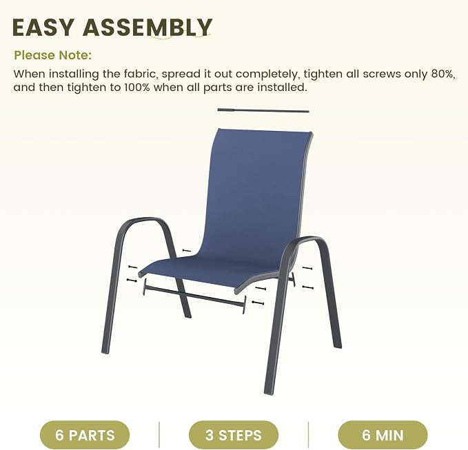 UDPATIO Patio Chairs Set of 8, Stackable Outdoor Dining Chairs - Image 8