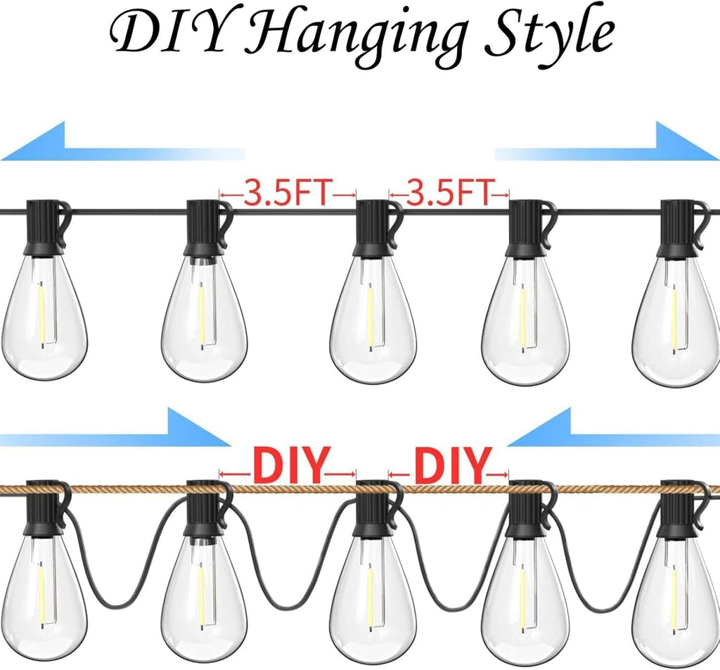 REEMEER 120FT Outdoor String Lights, Ultra Long Waterproof 30+2 Shatterproof Bulbs Led Outside Patio Lights for Porch Deck Garden Backyard Balcony Wedding Party Decor