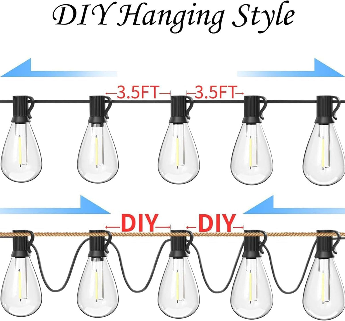 REEMEER 120FT Outdoor String Lights, Ultra Long Waterproof 30+2 Shatterproof Bulbs Led Outside Patio Lights for Porch Deck Garden Backyard Balcony Wedding Party Decor