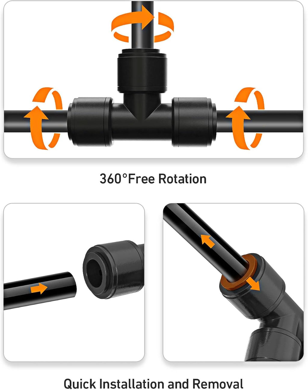 EVOULTES 16 Pack 1/4" Drip Irrigation Tee Fittings, Quick Connect | 16 Pack Tee Connectors, Fits 1/4" Irrigation Tubing, Leak Resistant Seal, Quick Push Installation, Durable Garden Use