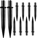 Haruyuki 10 Pieces Reinforced Ground Spikes Solar Light Stakes Replacement, 0.5 inch x 4.72 inch, Durable Black ABS Plastic Pathway Light Replace Candy Cane Stakes for Christmas Outdoor Yard Lights