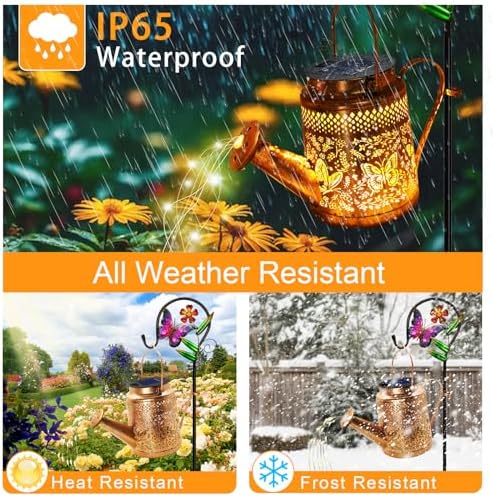 2 Pack Big Solar Butterfly Watering Can Lights, Gift For Mom Grandma