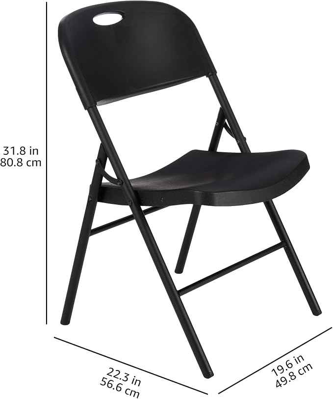 Amazon Basics Sturdy Foldable Plastic Chair, 350-Pound Capacity