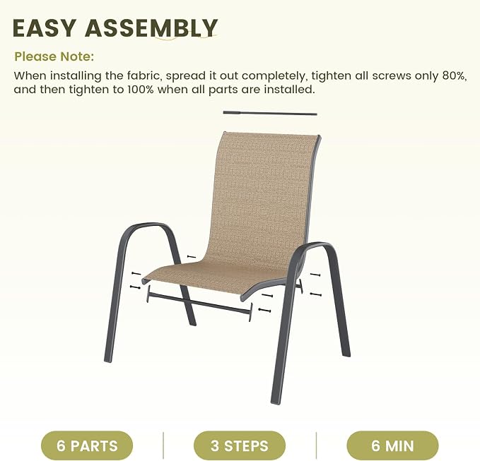 UDPATIO Patio Chairs Set of 8, Stackable Outdoor Dining Chairs - Image 8