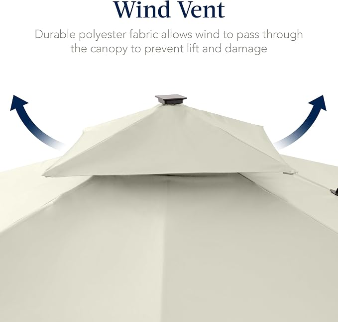 Best Choice Products 9x12ft LED Cantilever Patio Umbrella w/Base Included & - Image 7