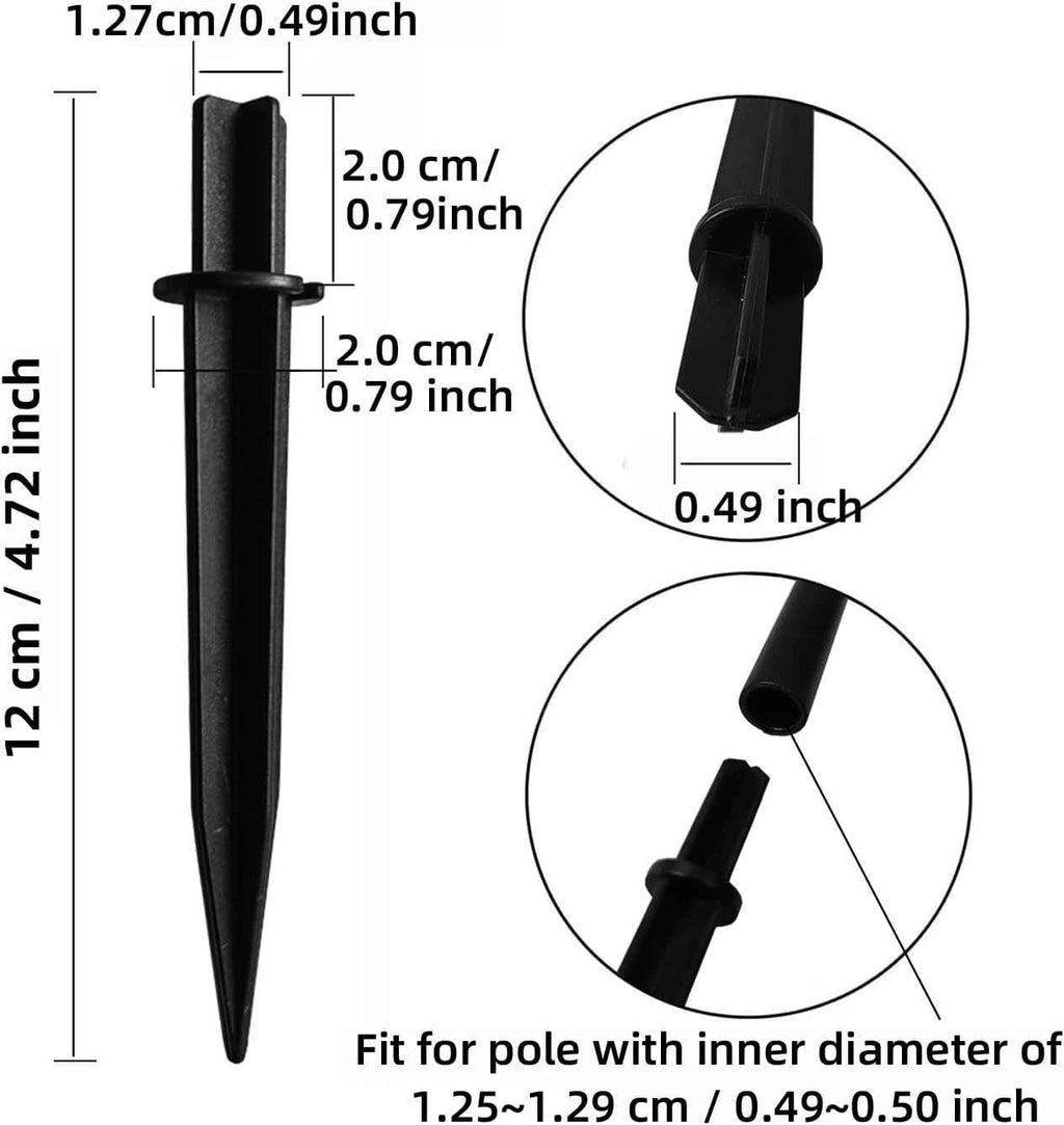 10 Pack Replacement Solar Light Stakes,0.49" ABS Plastic Reinforced Ground Spikes Fit for Pole Inner Diameter 0.49" to 0.5" - for Outdoor Lawn Pathway Christmas Solar Light Yard Garden Decor